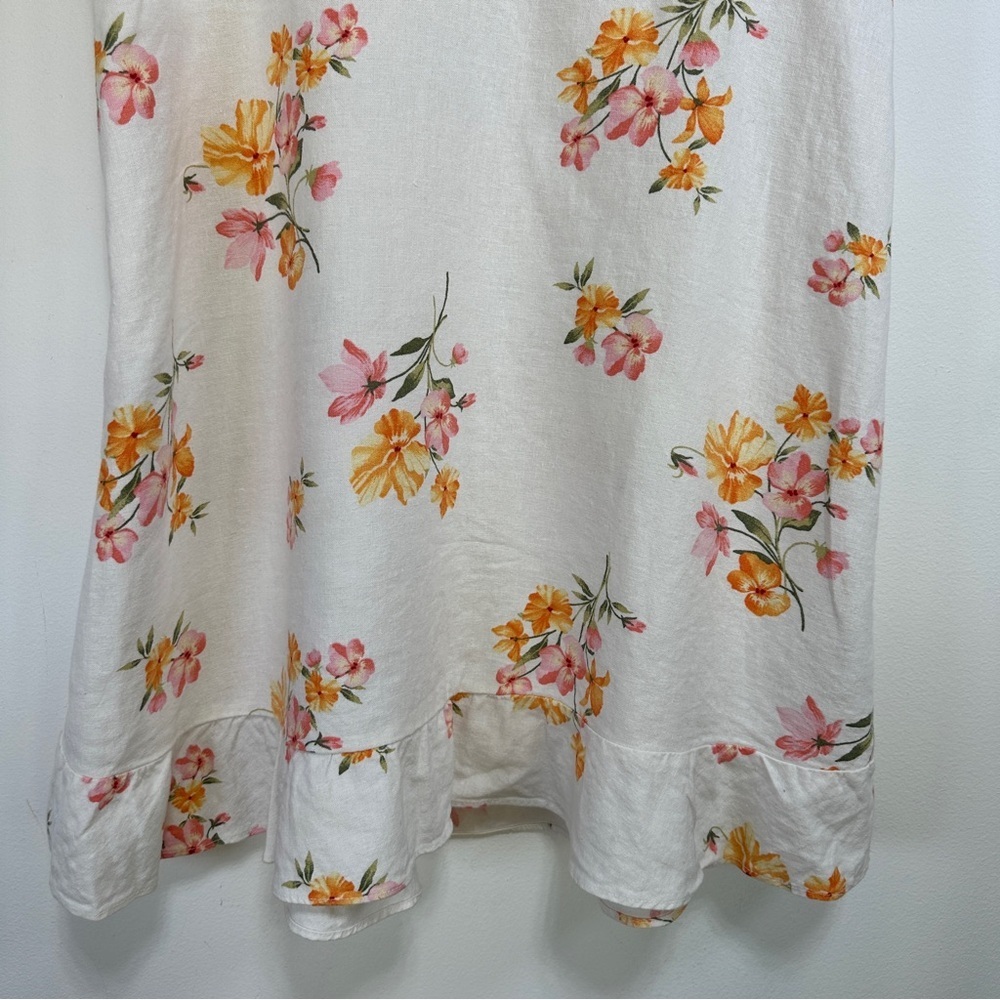 Old Navy Linen Blend Cami Dress Floral Ruffle Hem Summer Sundress Boho Size L - Picture 4 of 7